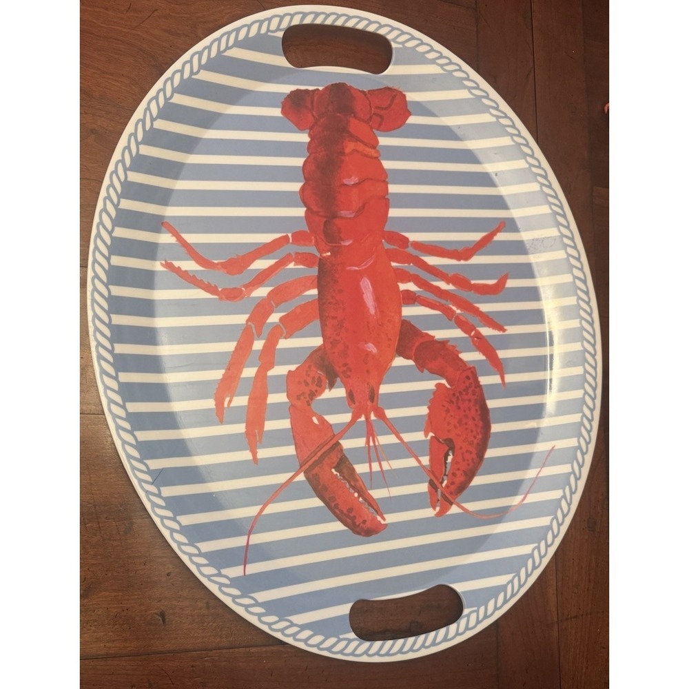 Boat House Melamine Blue & White Summer Lobster Platter